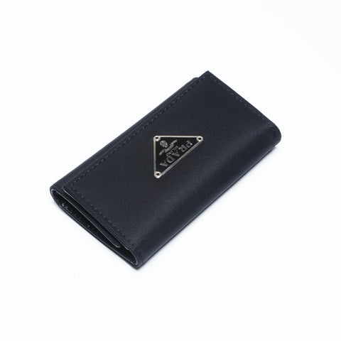 PRADA Nylon triangle logo Key holder  Nylon black WS24267