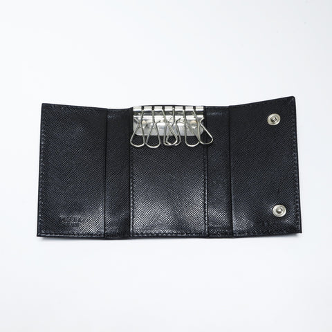 PRADA Nylon triangle logo Key holder  Nylon black WS24267