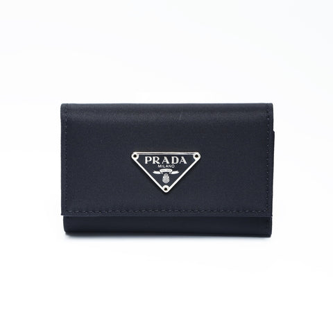 PRADA Nylon triangle logo Key holder  Nylon black WS24267