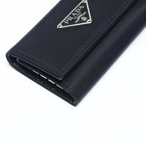 PRADA Nylon triangle logo Key holder  Nylon black WS24267