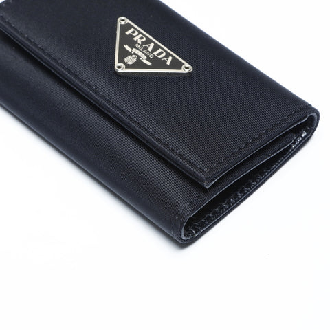 PRADA Nylon triangle logo Key holder  Nylon black WS24267