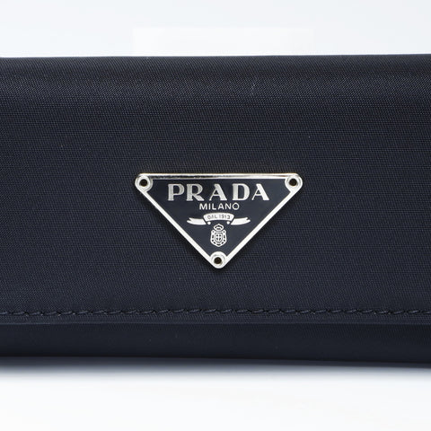 PRADA Nylon triangle logo Key holder  Nylon black WS24267