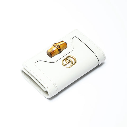 GUCCI Leather bamboo Key holder  leather Ivory WS24271