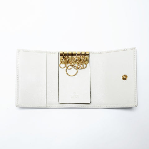 GUCCI Leather bamboo Key holder  leather Ivory WS24271