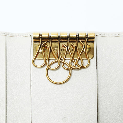 GUCCI Leather bamboo Key holder  leather Ivory WS24271