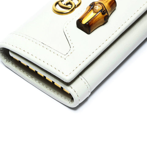 GUCCI Leather bamboo Key holder  leather Ivory WS24271