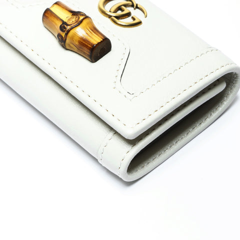 GUCCI Leather bamboo Key holder  leather Ivory WS24271
