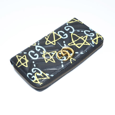 GUCCI GG Marmont Graffiti GG Ghost Purse leather black WS24274