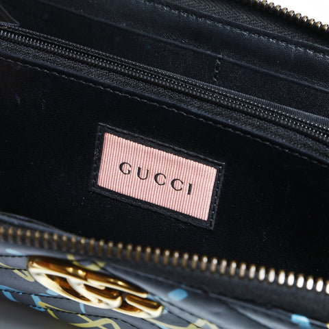 GUCCI GG Marmont Graffiti GG Ghost Purse leather black WS24274