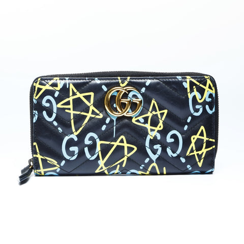 GUCCI GG Marmont Graffiti GG Ghost Purse leather black WS24274