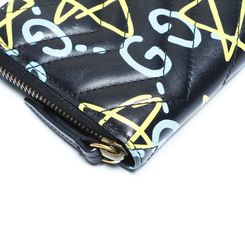 GUCCI GG Marmont Graffiti GG Ghost Purse leather black WS24274