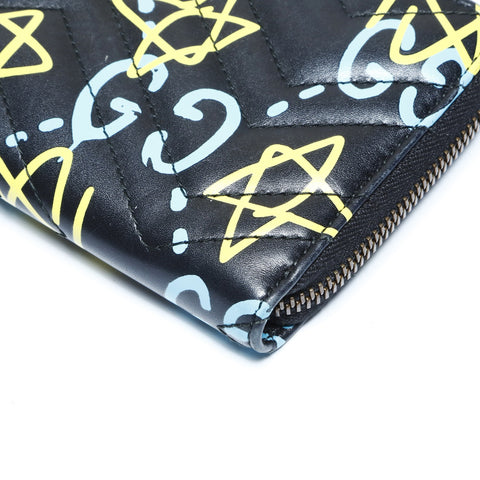 GUCCI GG Marmont Graffiti GG Ghost Purse leather black WS24274