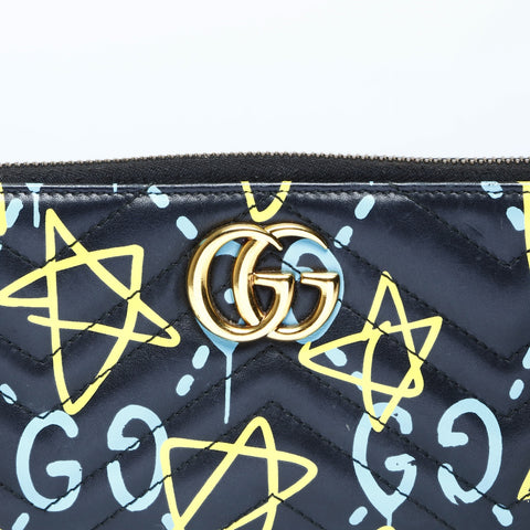 GUCCI GG Marmont Graffiti GG Ghost Purse leather black WS24274