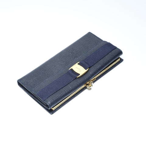 Salvatore Ferragamo Vara Leather Purse leather Navy WS24278