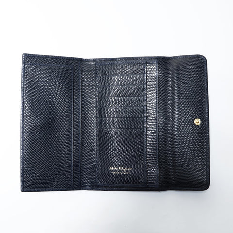 Salvatore Ferragamo Vara Leather Purse leather Navy WS24278