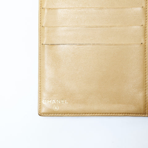 CHANEL No. 8 2003-2004 Caviar Skin COCO Mark Purse leather beige WS24280