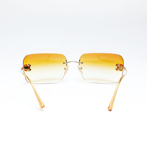 CHANEL Gradient Lens Rhinestone COCO Mark Rimless sunglasses Orange WS24286