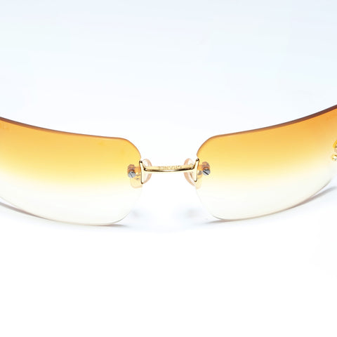 CHANEL Gradient Lens Rhinestone COCO Mark Rimless sunglasses Orange WS24286