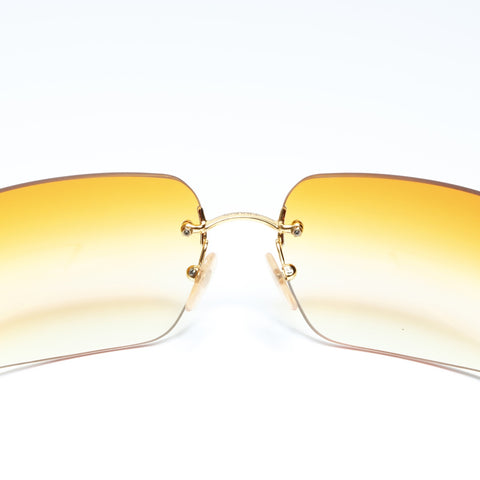 CHANEL Gradient Lens Rhinestone COCO Mark Rimless sunglasses Orange WS24286