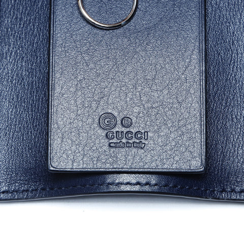 GUCCI Micro GG Shima Leather Key holder  leather Navy WS24297