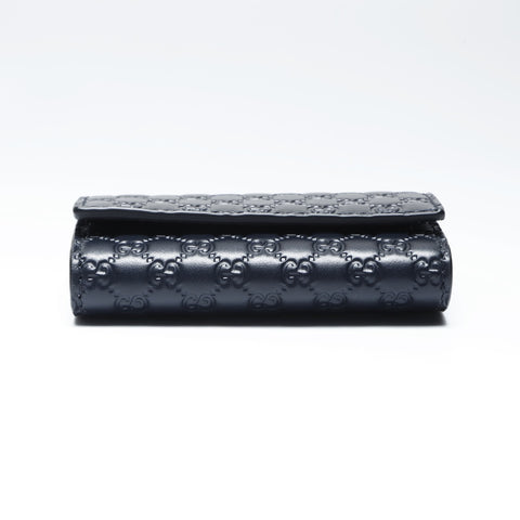 GUCCI Micro GG Shima Leather Key holder  leather Navy WS24297