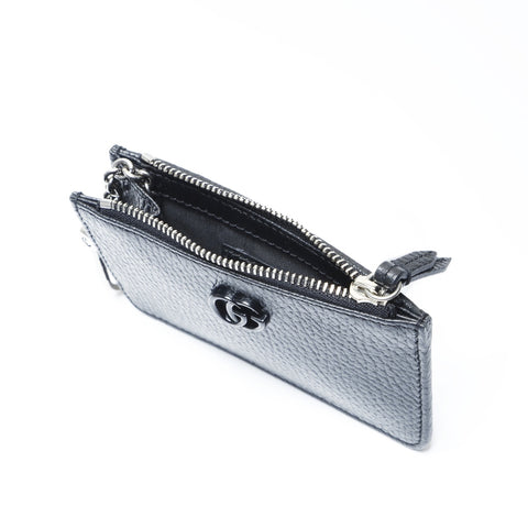 GUCCI Leather GG Marmont key charm Coin case leather black WS24299