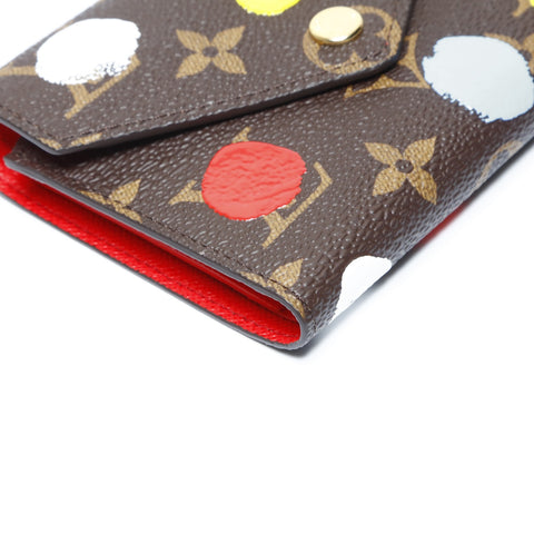 LOUIS VUITTON Yayoi Kusama LV x YK Portefeuille Victorine Painted Dot Monogram 2023 M81865 Tri-fold wallet Brown WS24300