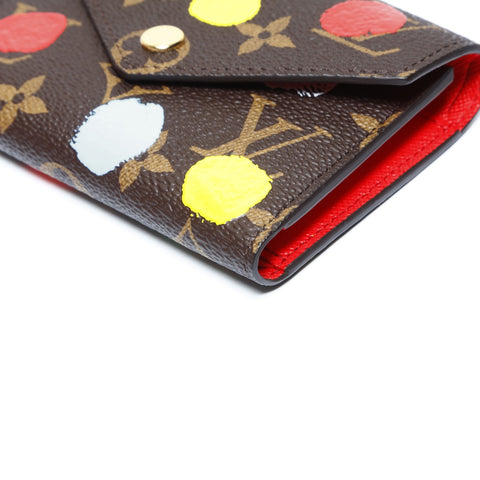 LOUIS VUITTON Yayoi Kusama LV x YK Portefeuille Victorine Painted Dot Monogram 2023 M81865 Tri-fold wallet Brown WS24300