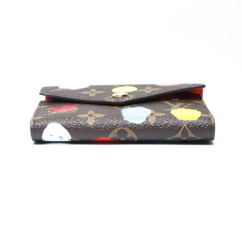 LOUIS VUITTON Yayoi Kusama LV x YK Portefeuille Victorine Painted Dot Monogram 2023 M81865 Tri-fold wallet Brown WS24300
