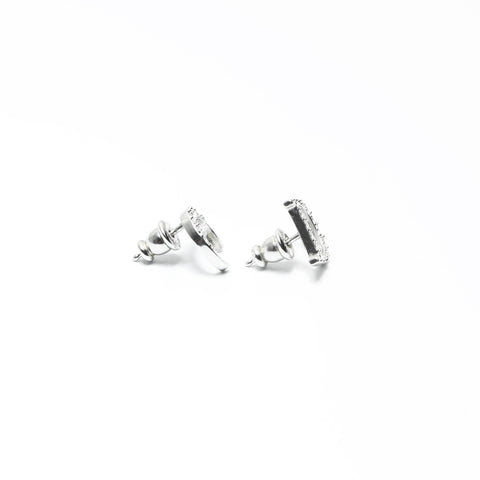 Christian Dior CD logo rhinestone Pierce Silver WS24307