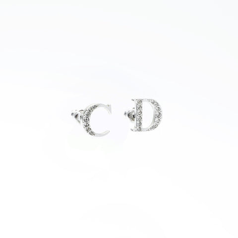 Christian Dior CD logo rhinestone Pierce Silver WS24307