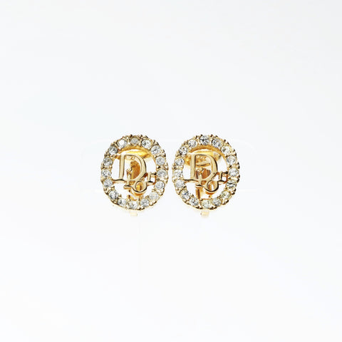 Christian Dior Logo rhinestone Earring gold WS24310