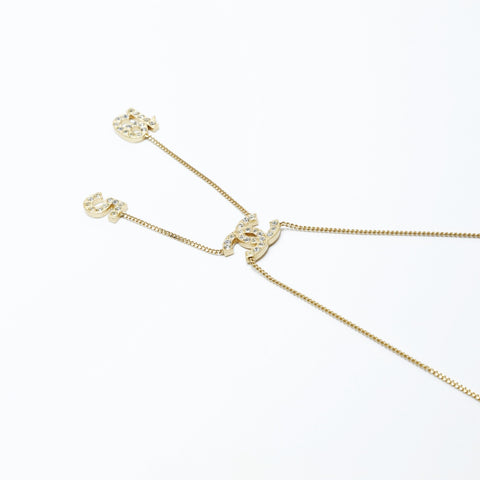 CHANEL 01C 2011 Rhinestone COCO Mark Necklace gold WS24316