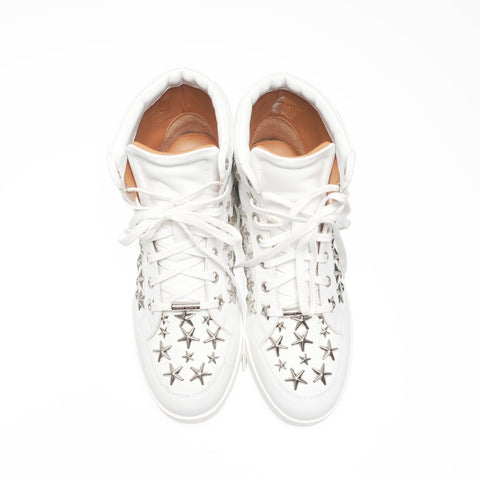 JIMMY CHOO Jimmy Choo studded leather high-top star shoes, Size 34, 8.3 inches sneakers white WS24320