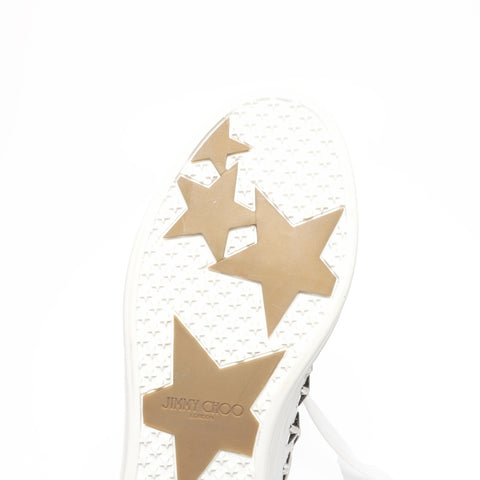 Jimmy Choo studded leather high-top star shoes, Size 34, 8.3 inches sneakers white WS24320
