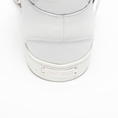 Jimmy Choo studded leather high-top star shoes, Size 34, 8.3 inches sneakers white WS24320