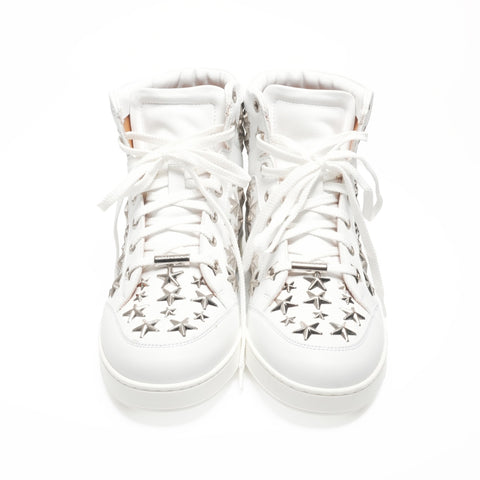 Jimmy Choo studded leather high-top star shoes, Size 34, 8.3 inches sneakers white WS24320