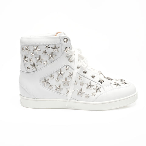 JIMMY CHOO Jimmy Choo studded leather high-top star shoes, Size 34, 8.3 inches sneakers white WS24320
