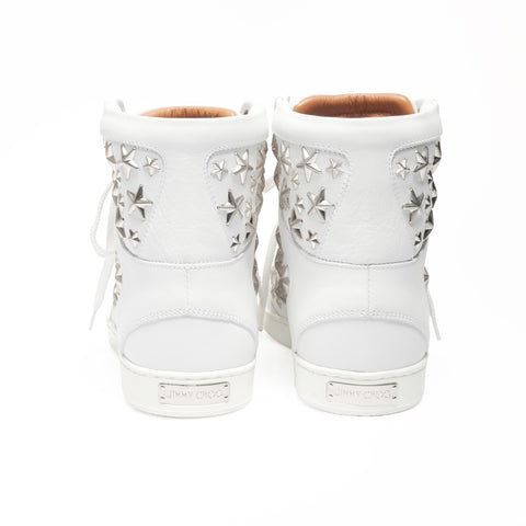 Jimmy Choo studded leather high-top star shoes, Size 34, 8.3 inches sneakers white WS24320