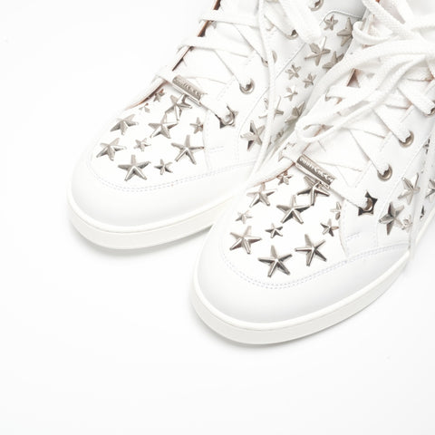 JIMMY CHOO Jimmy Choo studded leather high-top star shoes, Size 34, 8.3 inches sneakers white WS24320
