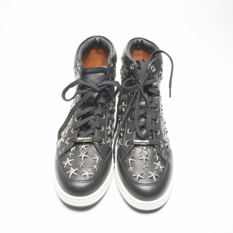 Jimmy Choo studded leather high-top star shoes, Size 34, 8.3 inches sneakers black WS24321