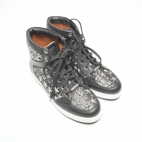 Jimmy Choo studded leather high-top star shoes, Size 34, 8.3 inches sneakers black WS24321