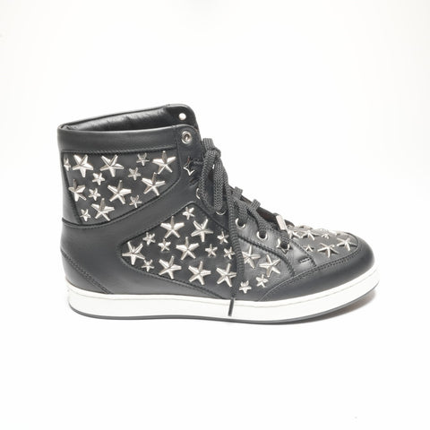 JIMMY CHOO Jimmy Choo studded leather high-top star shoes, Size 34, 8.3 inches sneakers black WS24321