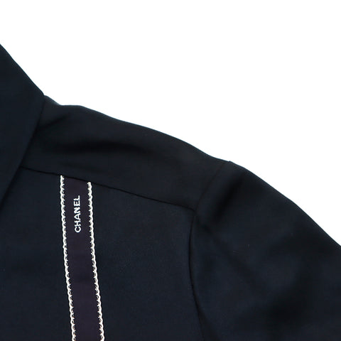 CHANEL COCO Button Ribbon Silk Size 36 1994 blouse silk black WS2433