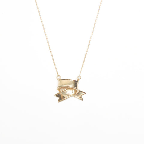 TIFFANY&Co. 750 Ribbon Cross Yellow Gold Necklace gold WS24342