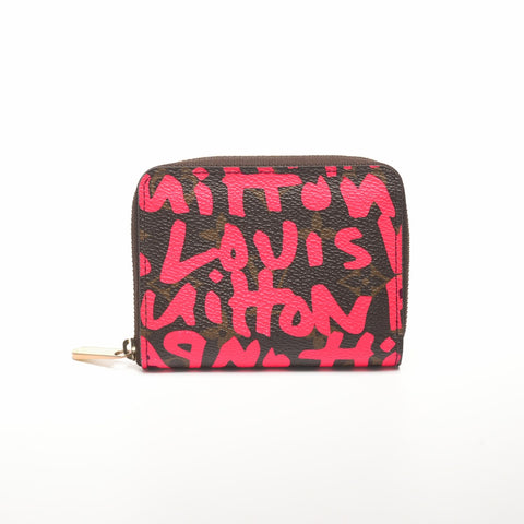 LOUIS VUITTON 2008 Monogram Graffiti Zip Around Purse Coin case Brown WS24360