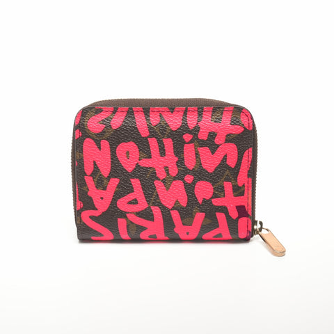 LOUIS VUITTON 2008 Monogram Graffiti Zip Around Purse Coin case Brown WS24360