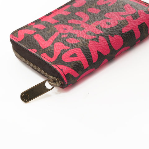 LOUIS VUITTON 2008 Monogram Graffiti Zip Around Purse Coin case Brown WS24360