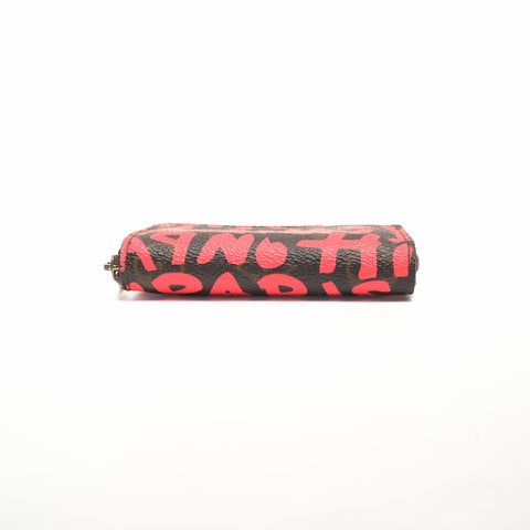 LOUIS VUITTON 2008 Monogram Graffiti Zip Around Purse Coin case Brown WS24360