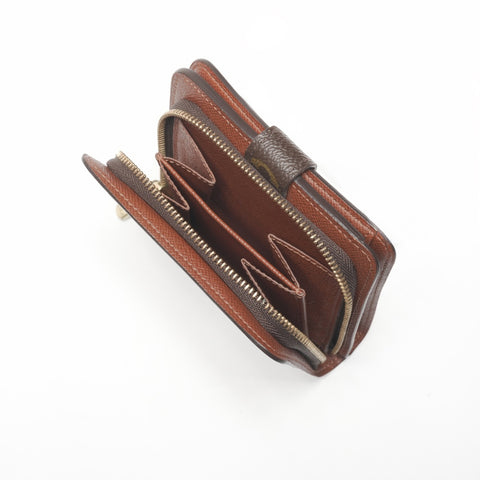 LOUIS VUITTON 2002 Monogram Compact Zip Bifold Wallet Brown WS24363